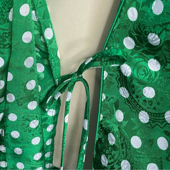 Victoria's Secret Vintage Gold Label Green Polka Dot Robe - Picture 11 of 13